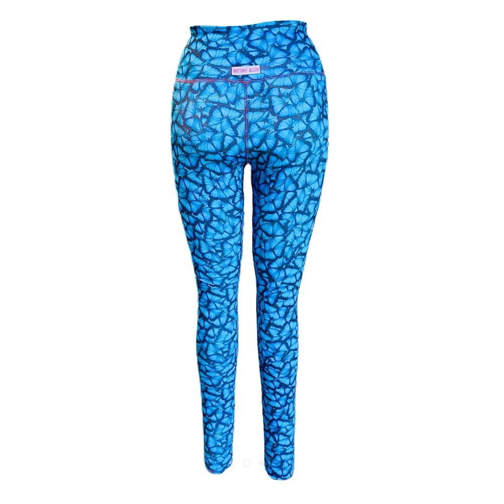 Brittany Allen Athleisure Blue Butterfly Print High Waisted Leggings X Large - Picture 2 of 5